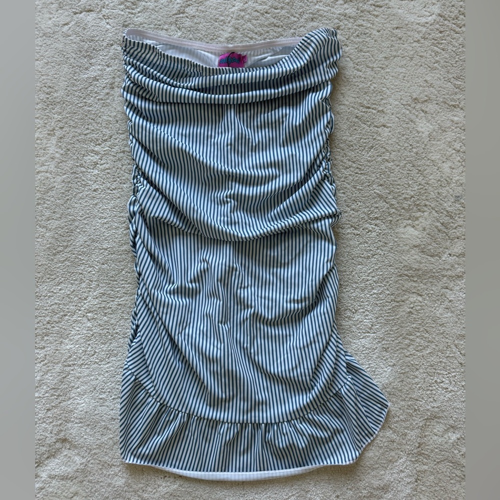 Edikted Blue and White Stripped Mini Dress Size Medium